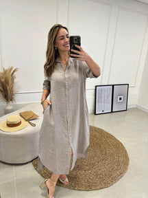 Chemise Giovana Lisa Longa e Mullet Linho Italiano